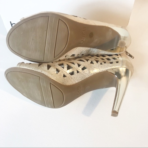 BAR III Abril Leather Open Toe Heels Gold - Picture 4 of 8